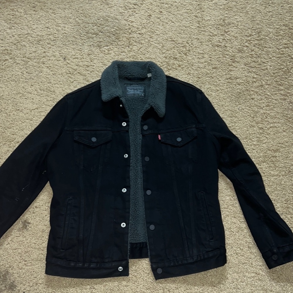 Levi Trucker Jacket Large Black and Grey